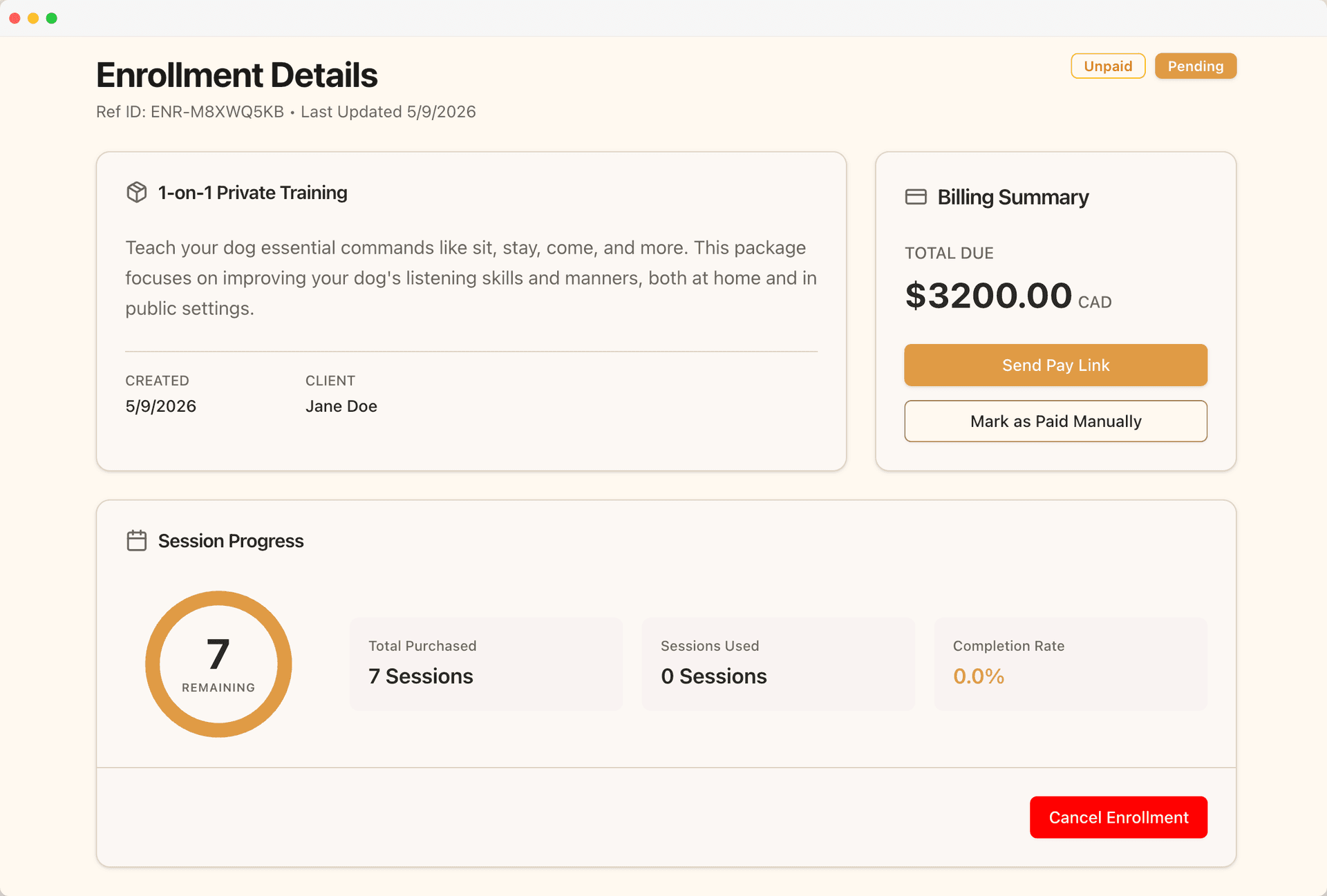 Payments and invoicing interface